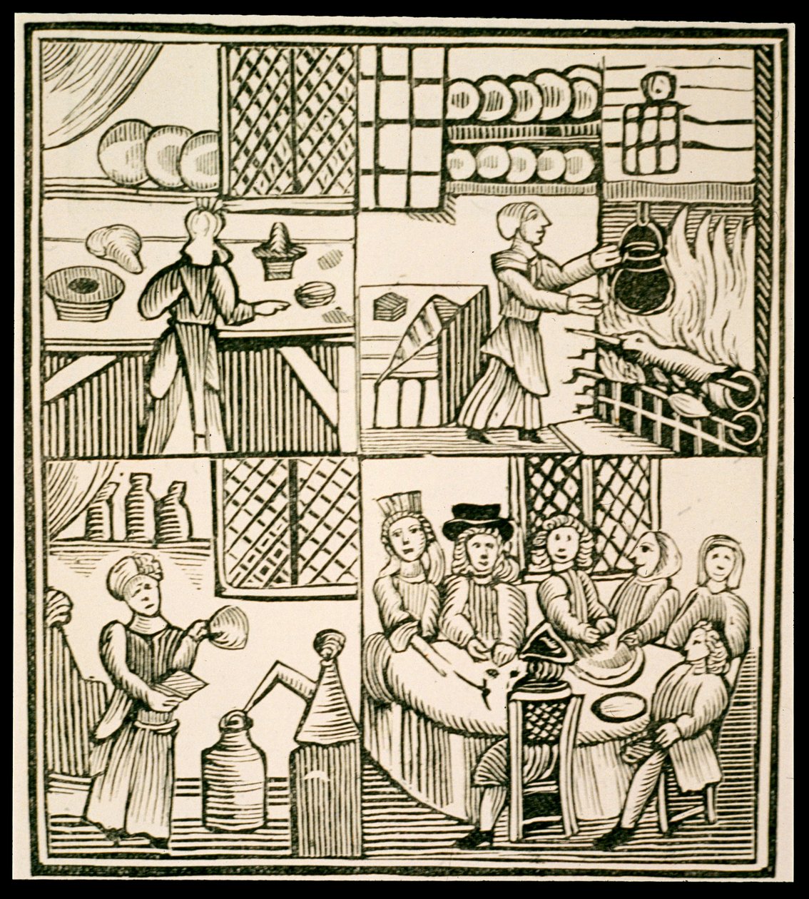 Die Zubereitung von Pasteten, Seite aus einem Kochbuch des 15. Jahrhunderts von English School