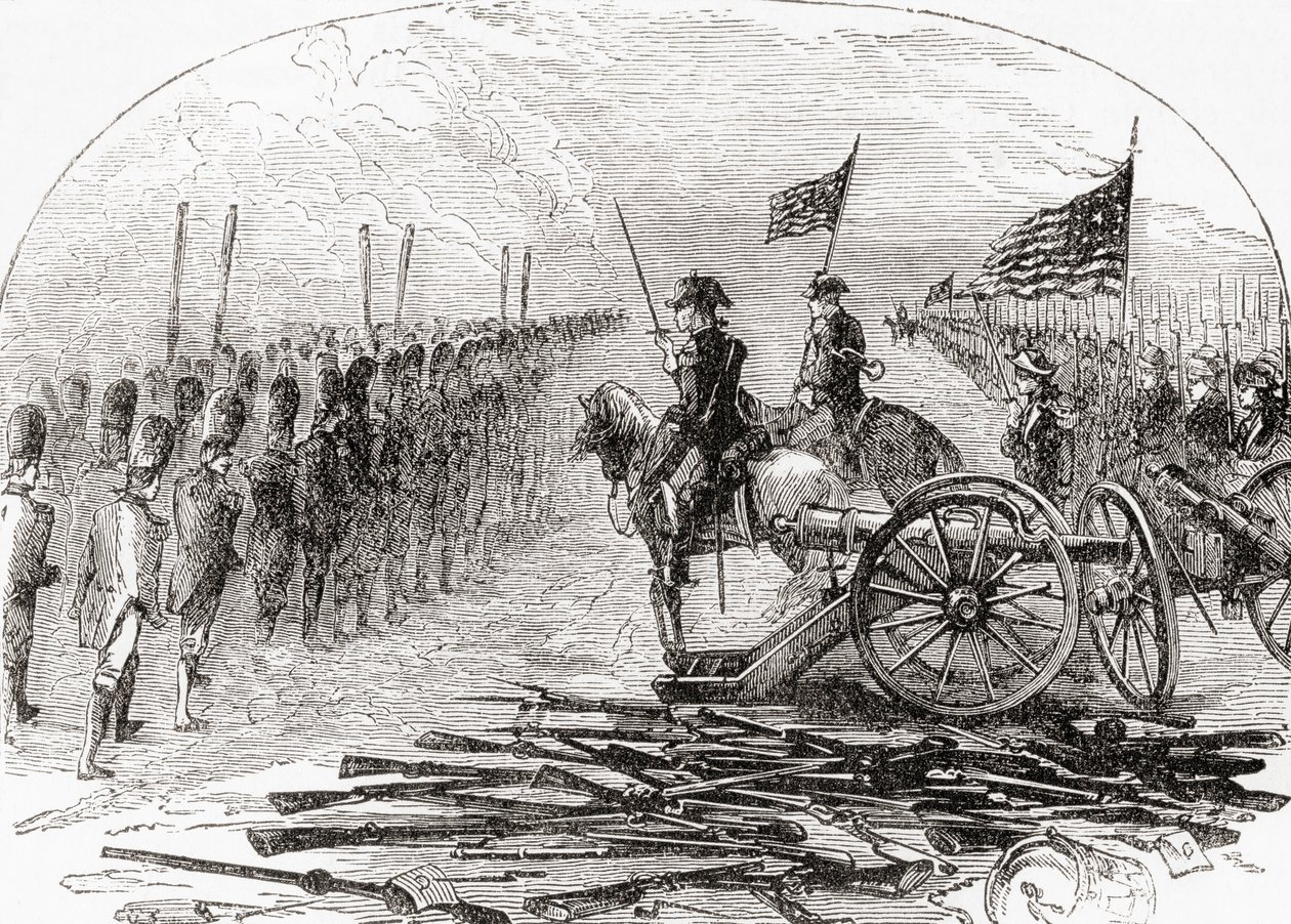 Die Kapitulation von General Burgoyne nach der zweiten Schlacht von Saratoga von English School