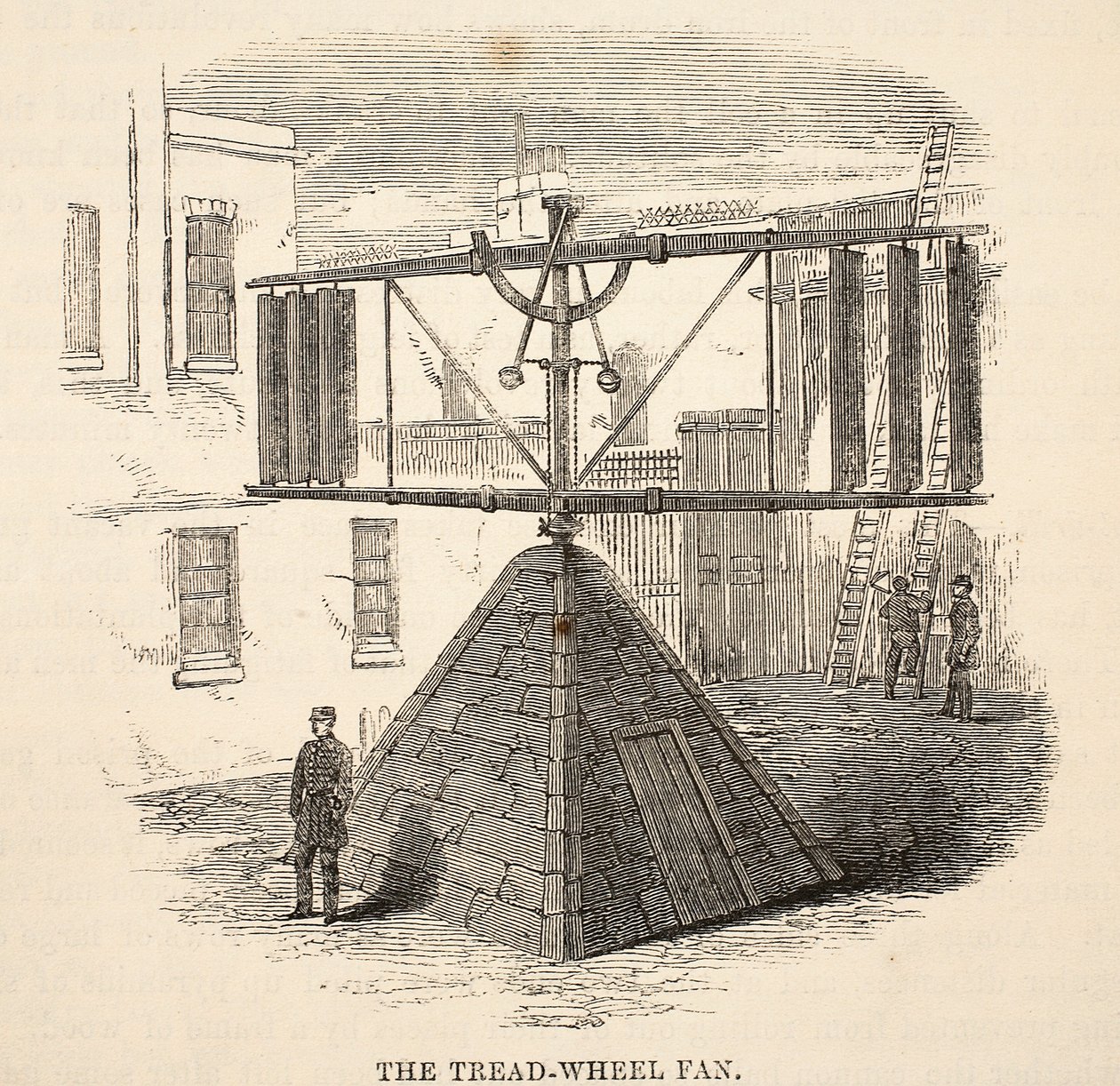Das Tretmühlenrad, Illustration aus The Criminal Prisons of London and Scenes from Prison Life von Henry Mayhew und John Binny, veröffentlicht 1862 von English School