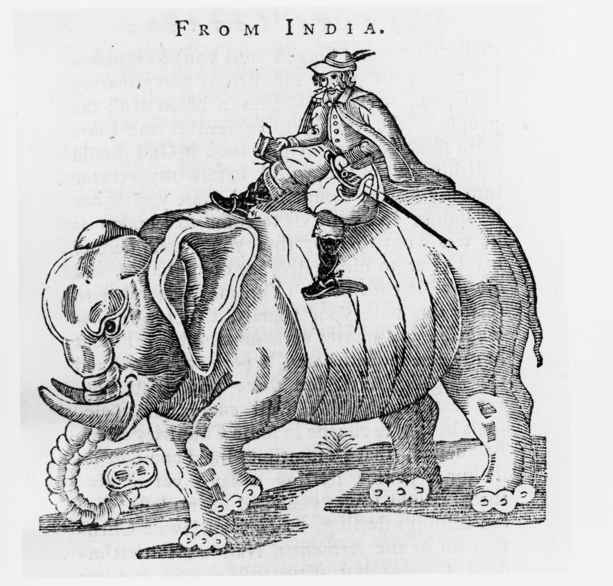 Thomas Coryate (ca. 1577-1617) auf einem Elefanten, aus Briefe aus Indien in Coryats Crudities, Band 3, veröffentlicht 1776 von English School