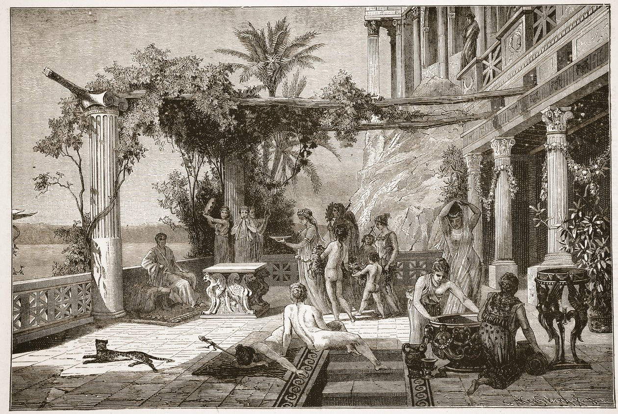 Tiberius in Capreae (Lithografie) von English School