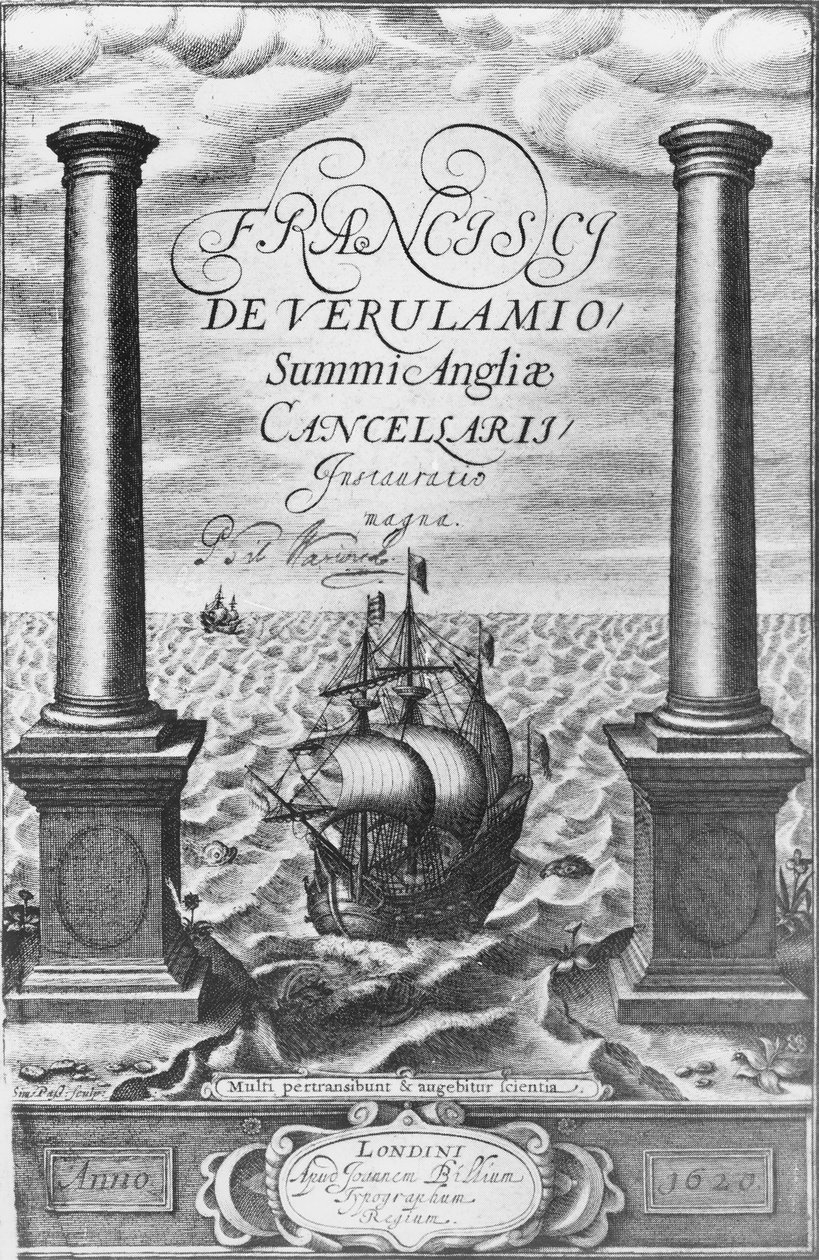 Titelseite der Erstausgabe des Novum Organum von Sir Francis Bacon, 1620 von English School