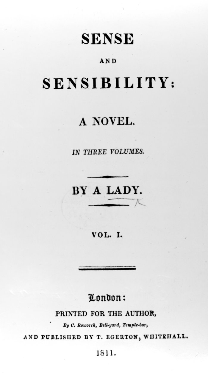 Titelseite zu Sense and Sensibility von Jane Austen, Erstausgabe, 1811 von English School