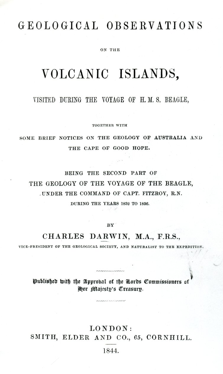 Titelseite zu Geological Observations on the Volcanic Islands von Charles Darwin, 1844 von English School