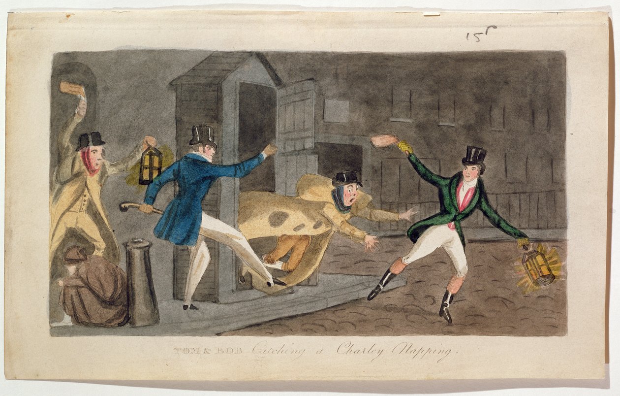 Tom und Bob fangen einen Charley beim Schlafen, 1821 von English School