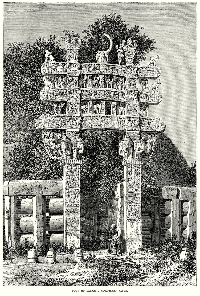 Tope von Sanchi, Nordtor (Gravur) von English School