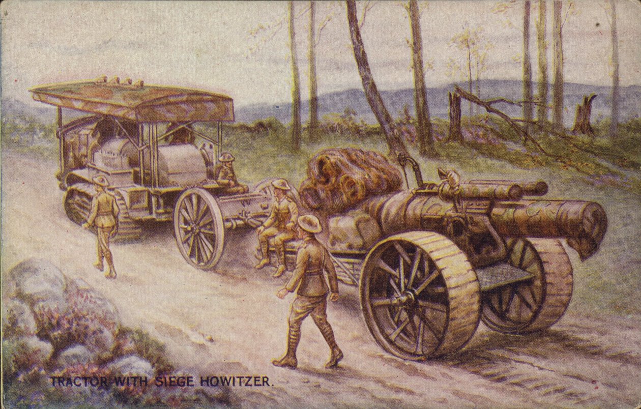Traktor mit Belagerungshaubitze von English School