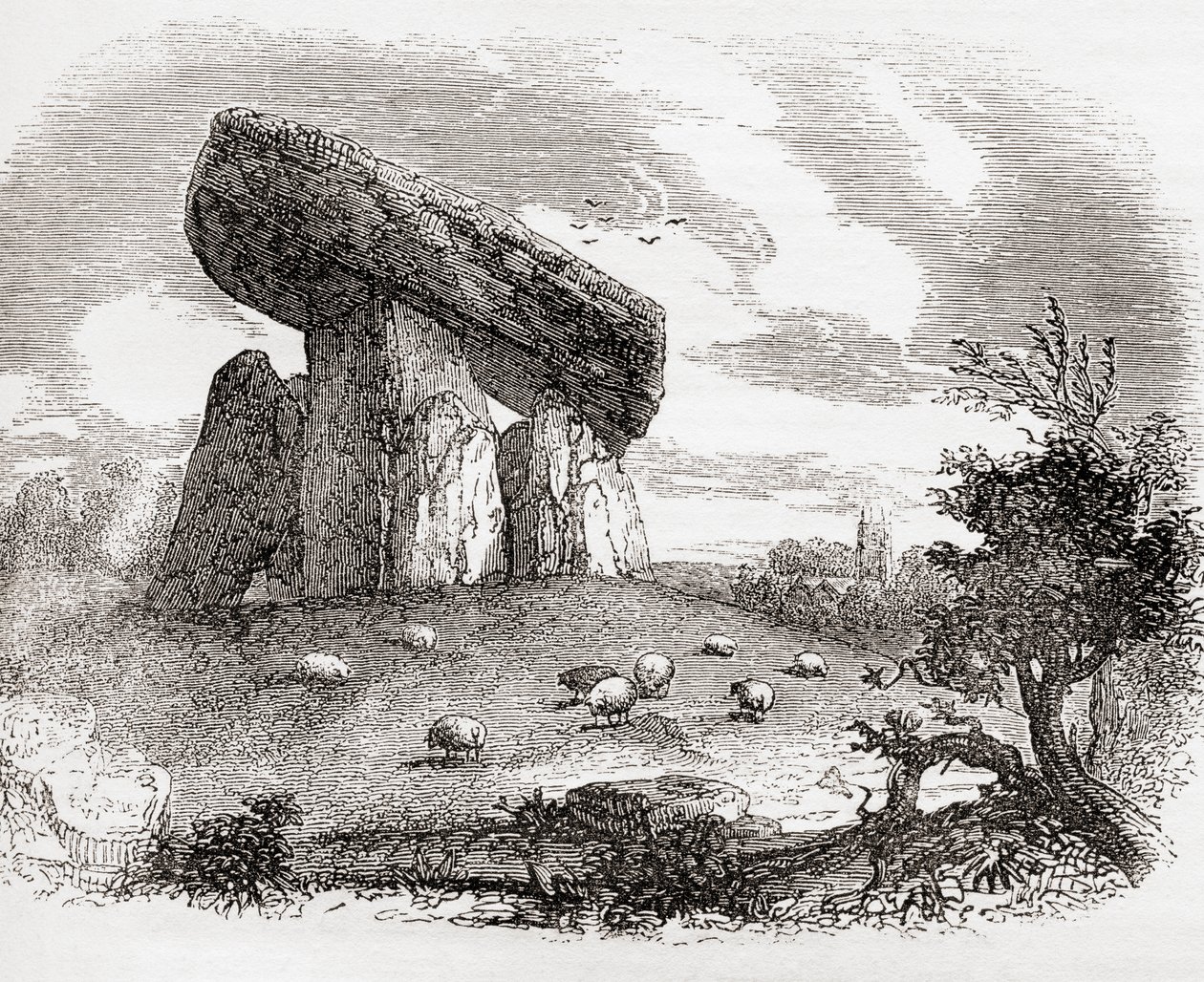 Trethevy Quoit, ein megalithisches Grab in Cornwall, England, aus Old England: A Pictorial Museum, veröffentlicht 1847 von English School
