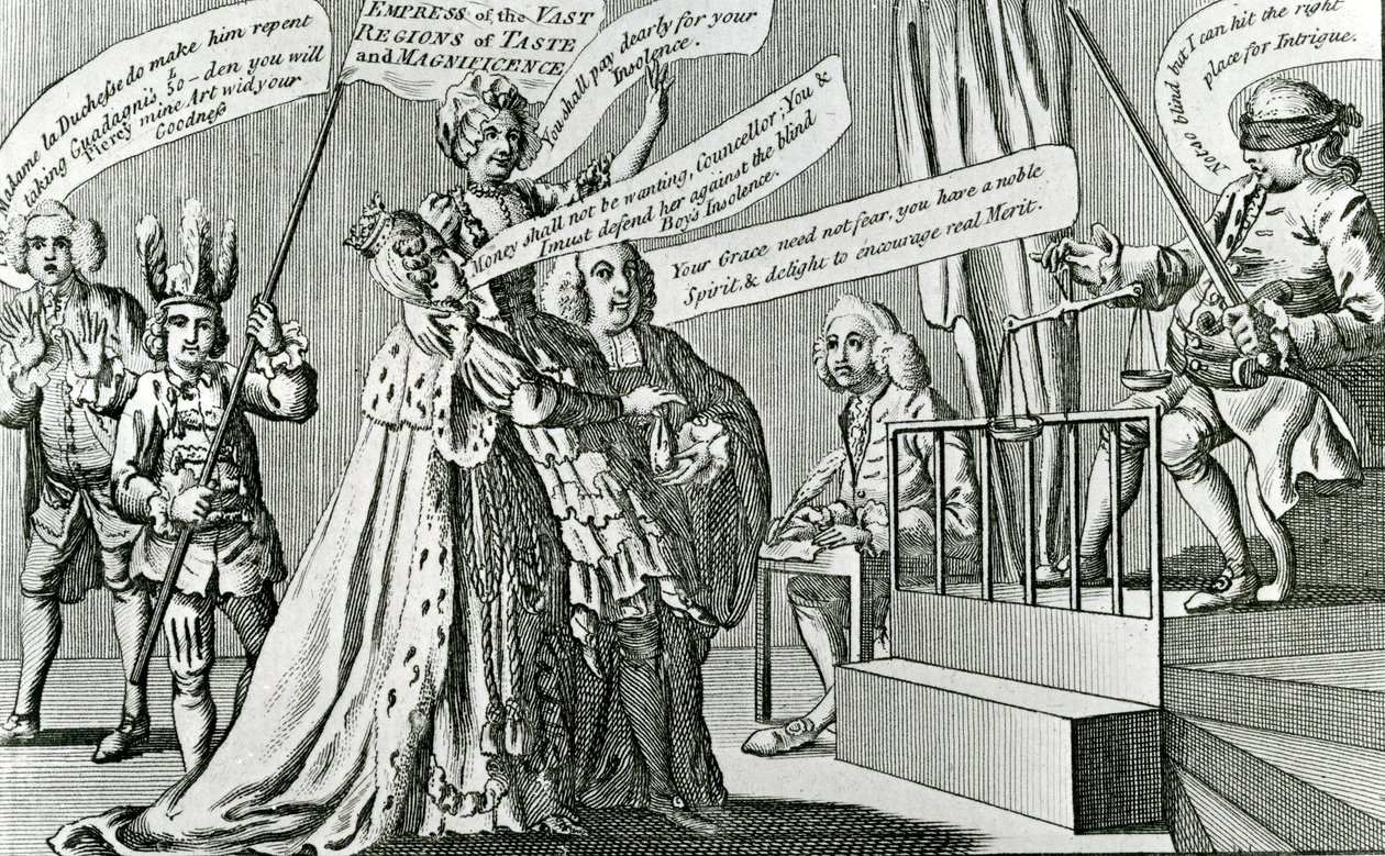 Der Prozess der souveränen Kaiserin der weiten Regionen des Geschmacks, 1771 von English School
