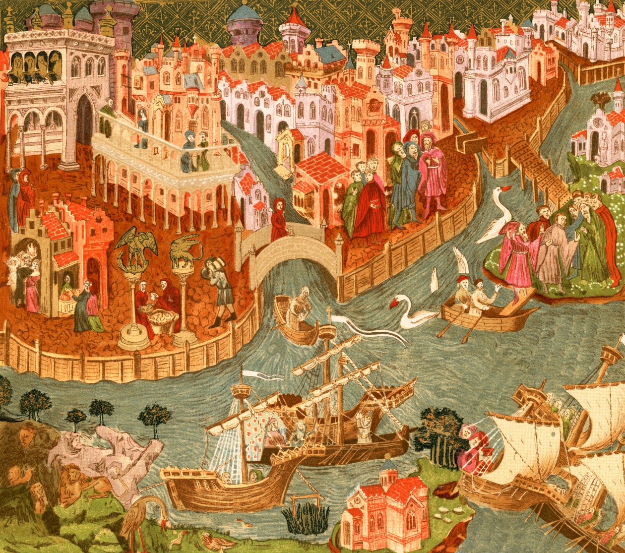 Venedig (Farblithografie) von English School