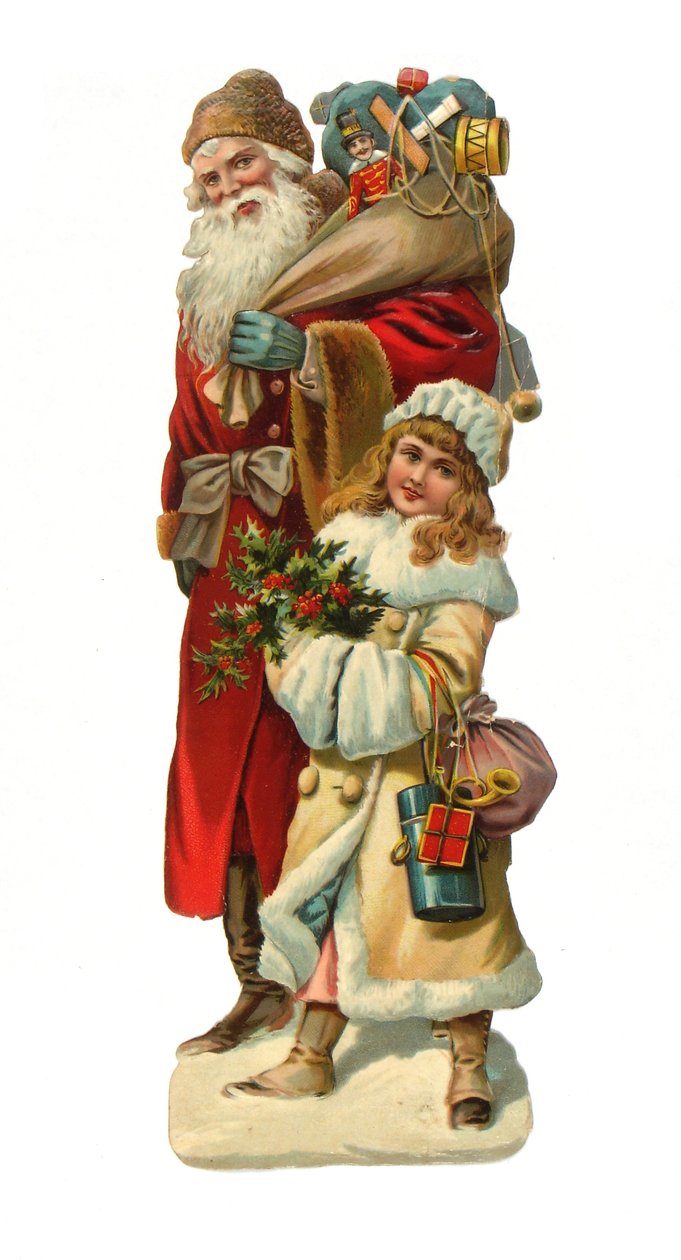 Viktorianisches Scherenschnitt-Relief von Santa Claus mit Geschenken, ca. 1880 von English School
