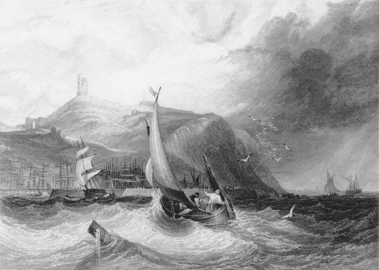 Ansicht von Scarborough Castle vom Meer aus, 1894 von English School