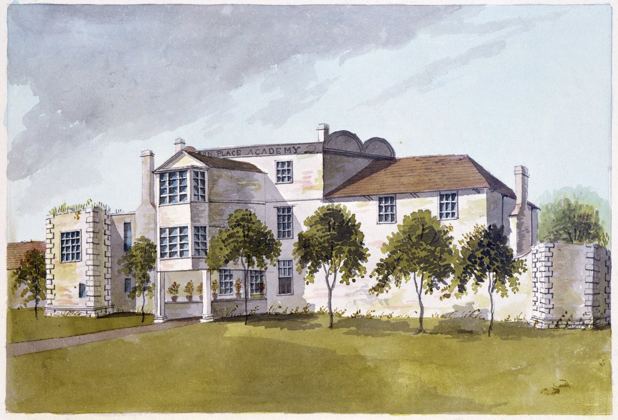 Ansicht des Hauses von Sir Noel de Caron, 1809 von English School