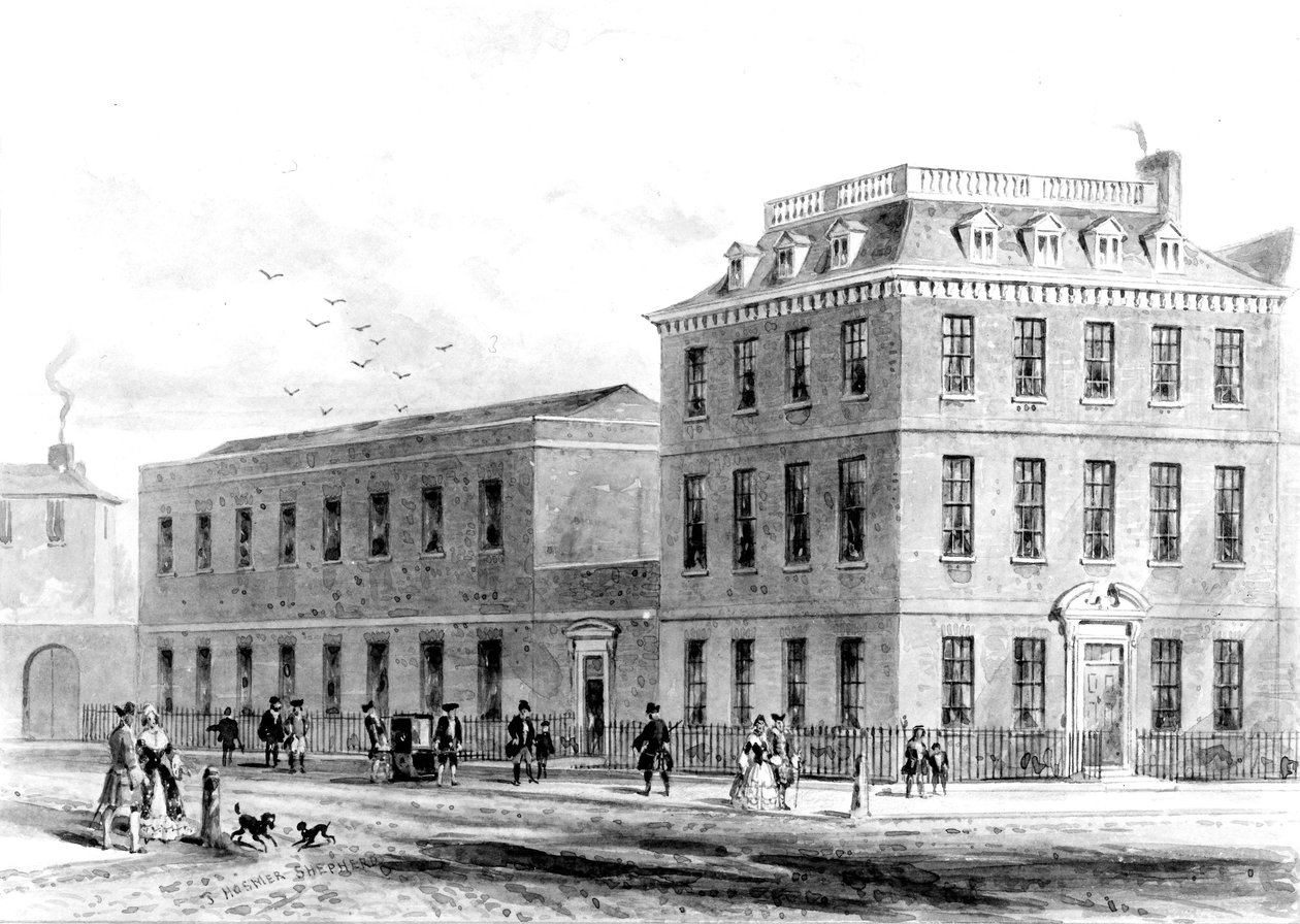 Ansicht der Ostseite des Soho Square, 1850 von English School