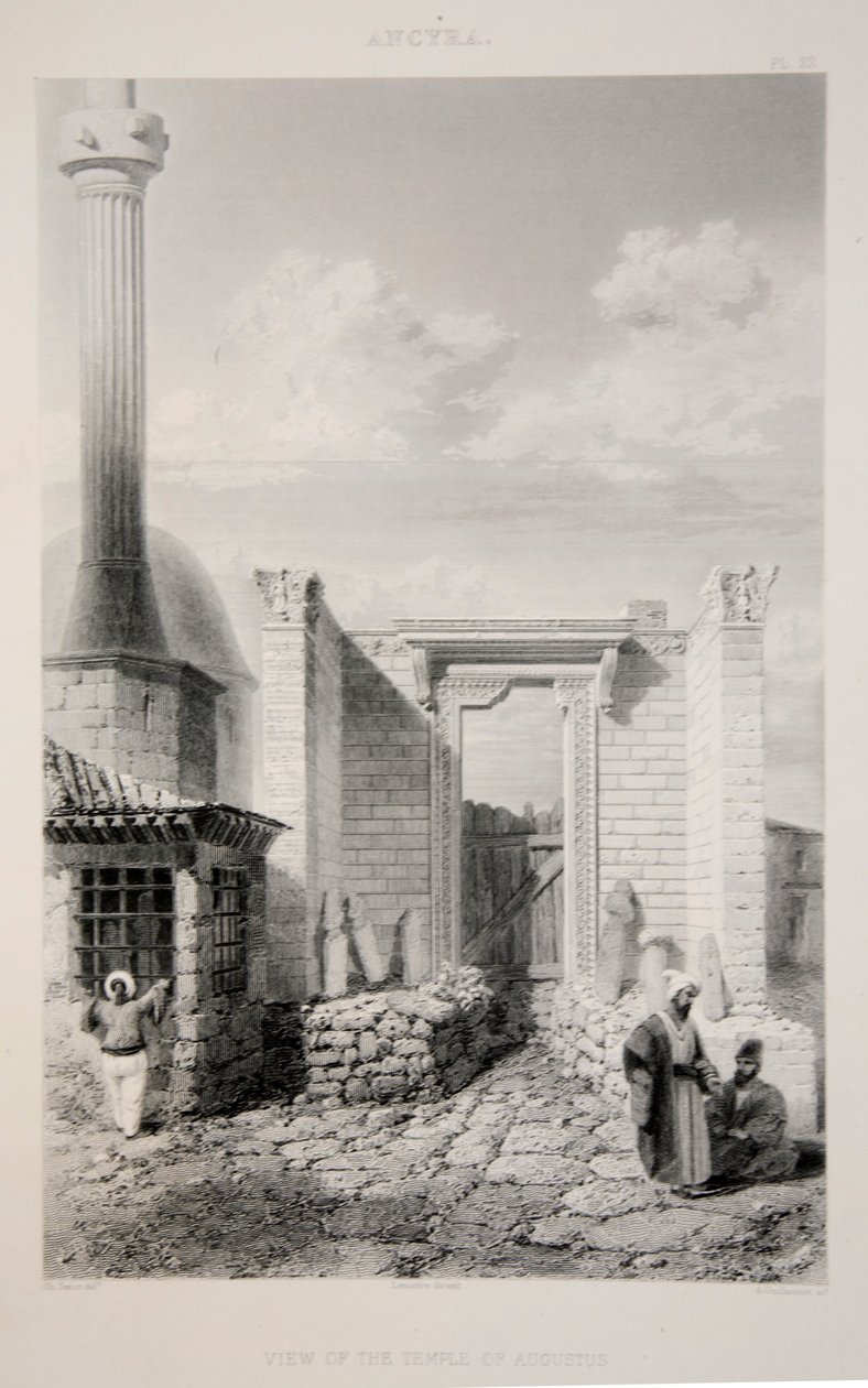 Ansicht des Tempels des Augustus, veröffentlicht 1863, Lithographie von English School