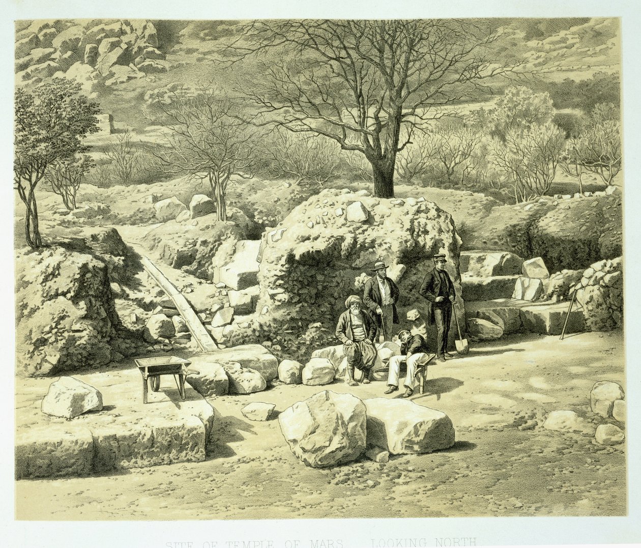 Ansicht des Tempels des Mars, aus A History of Discoveries at Helicarnassus, Cnidus, & Branchidae, von Charles Thomas Newton, veröffentlicht 1862 von English School