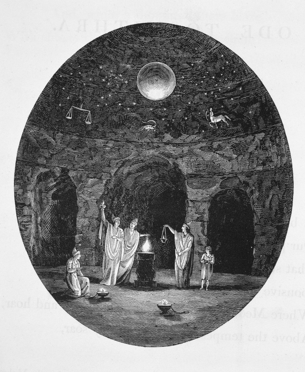 Ansicht der alten mysteriösen Riten, die in der Mithras-Höhle gefeiert wurden von English School