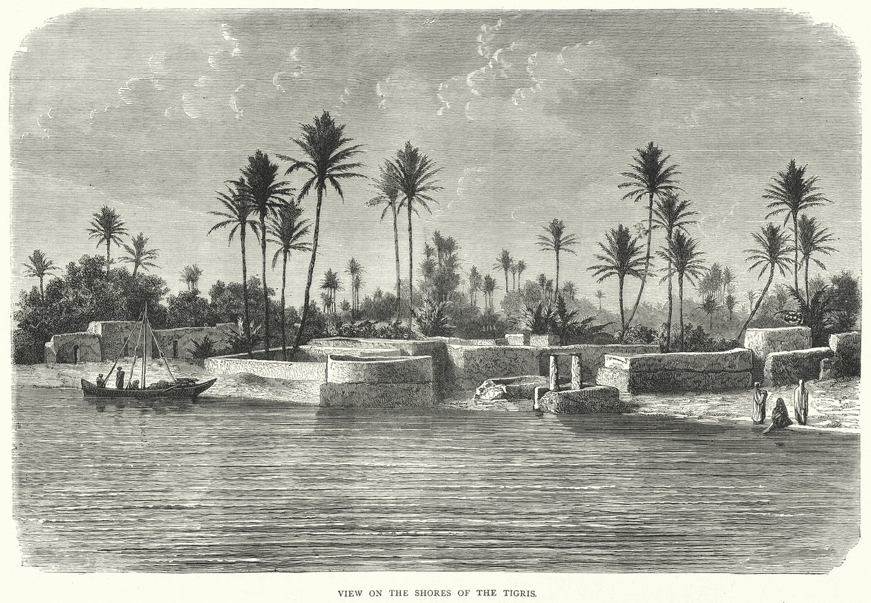 Ansicht an den Ufern des Tigris (Gravur) von English School