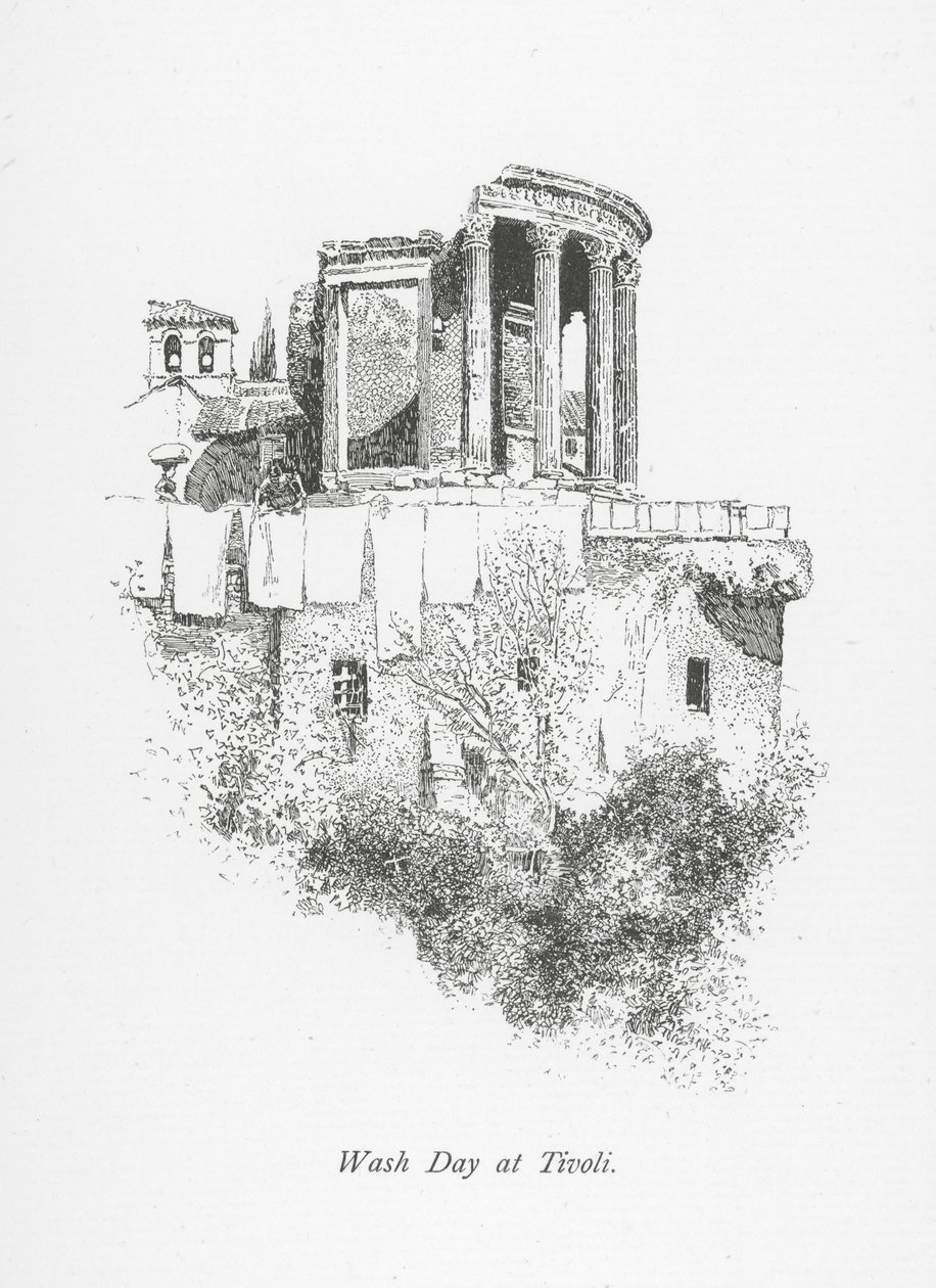 Waschtag in Tivoli (Lithografie) von English School