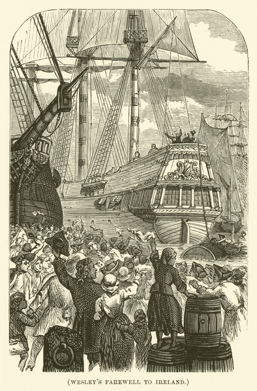 Wesleys Abschied von Irland (Gravur) von English School