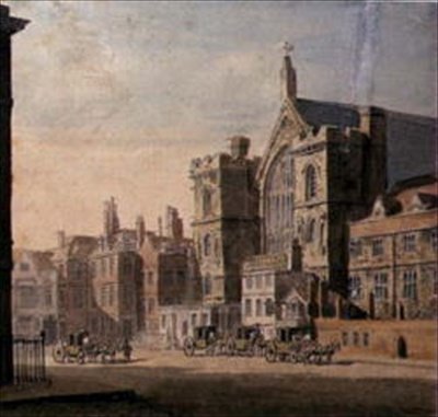 Westminster Hall und New Palace Yard, ca. 1808 von English School