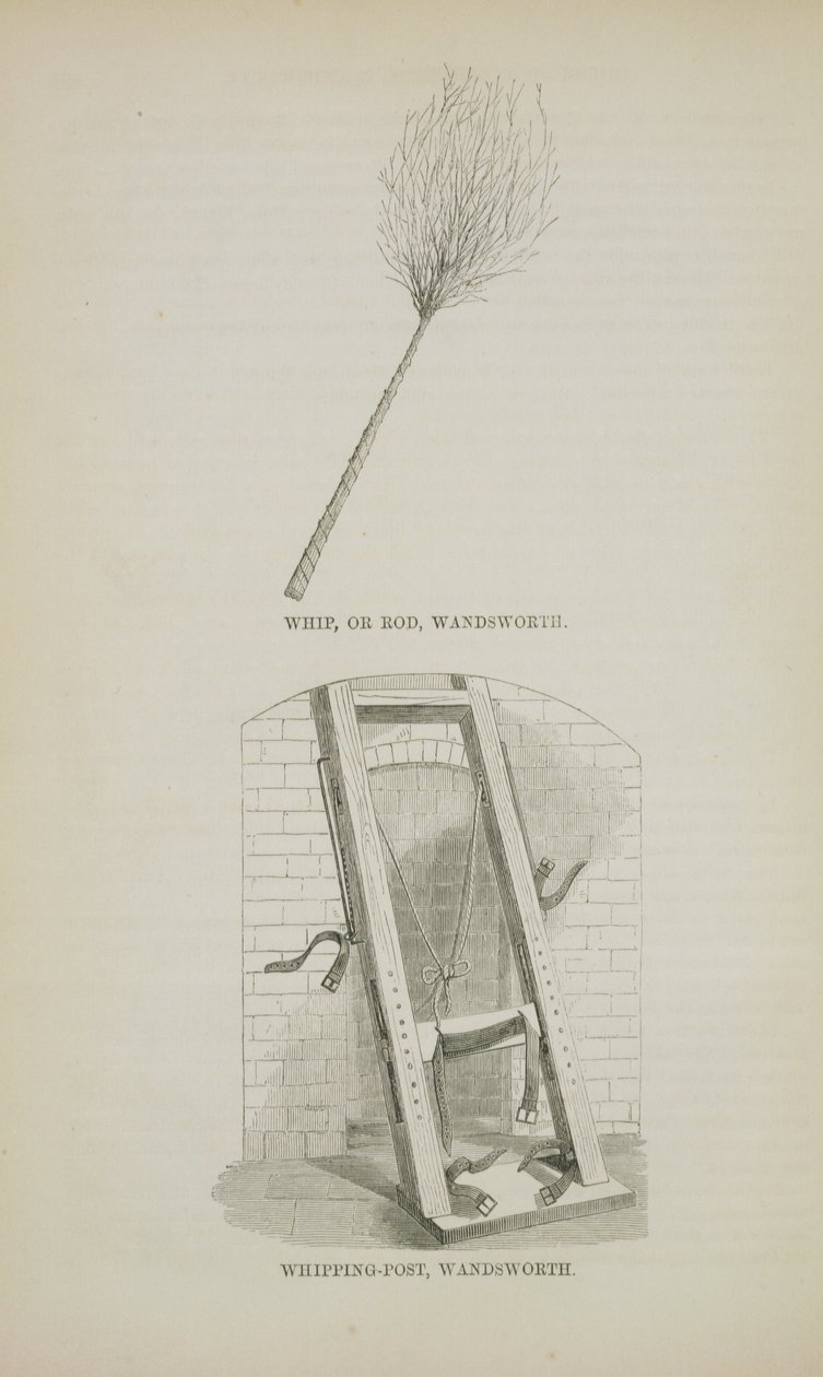 Peitsche oder Rute und Pranger in Wandsworth, aus The Criminal Prisons of London and Scenes of Prison Life von Henry Mayhew (1812-87) und John Binny, 1862 von English School