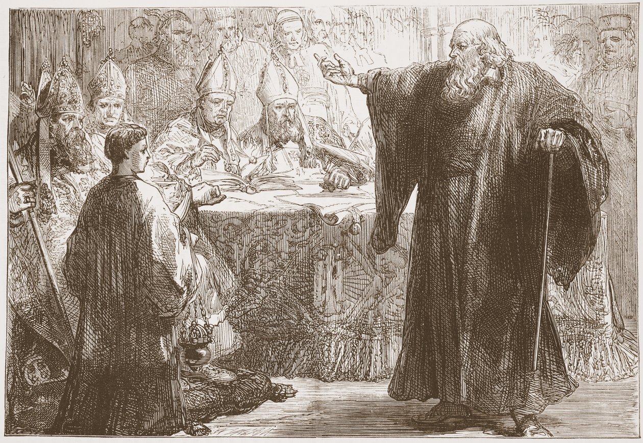 Wicliffe vor der Konvokation in Oxford, Illustration aus Die Geschichte des Protestantismus von James Aitken Wylie, veröffentlicht 1878 von English School