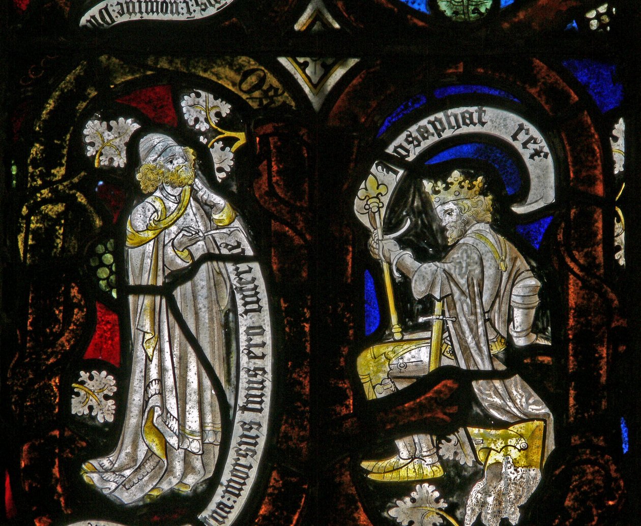 Fenster Ew, Jessebaum-Figuren: ein Prophet und Josaphat (sic) von English School