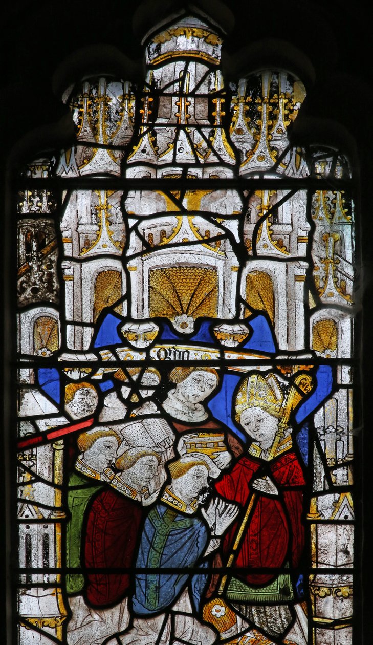 Fenster Ew mit Darstellung der Sieben Sakramente: Priesterweihe von English School