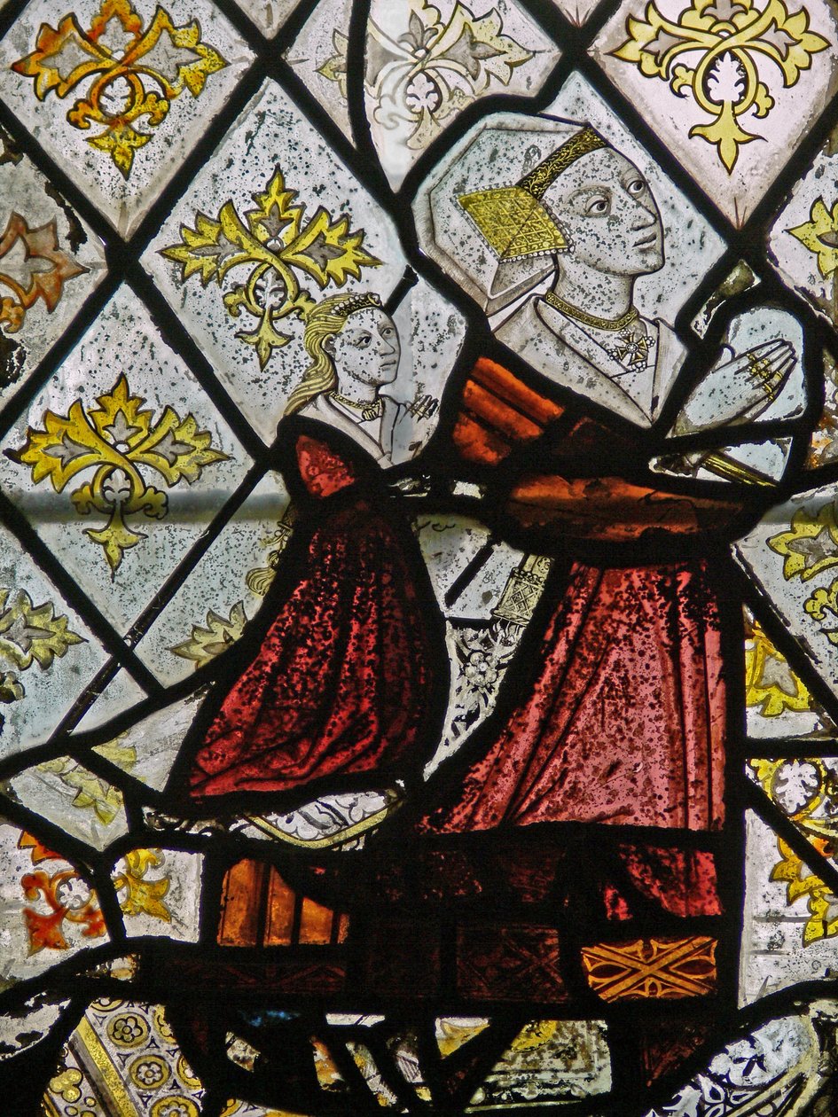 Fenster N5 mit Margaret Fawkener, Ehefrau von Robert Fitz Ellis von English School