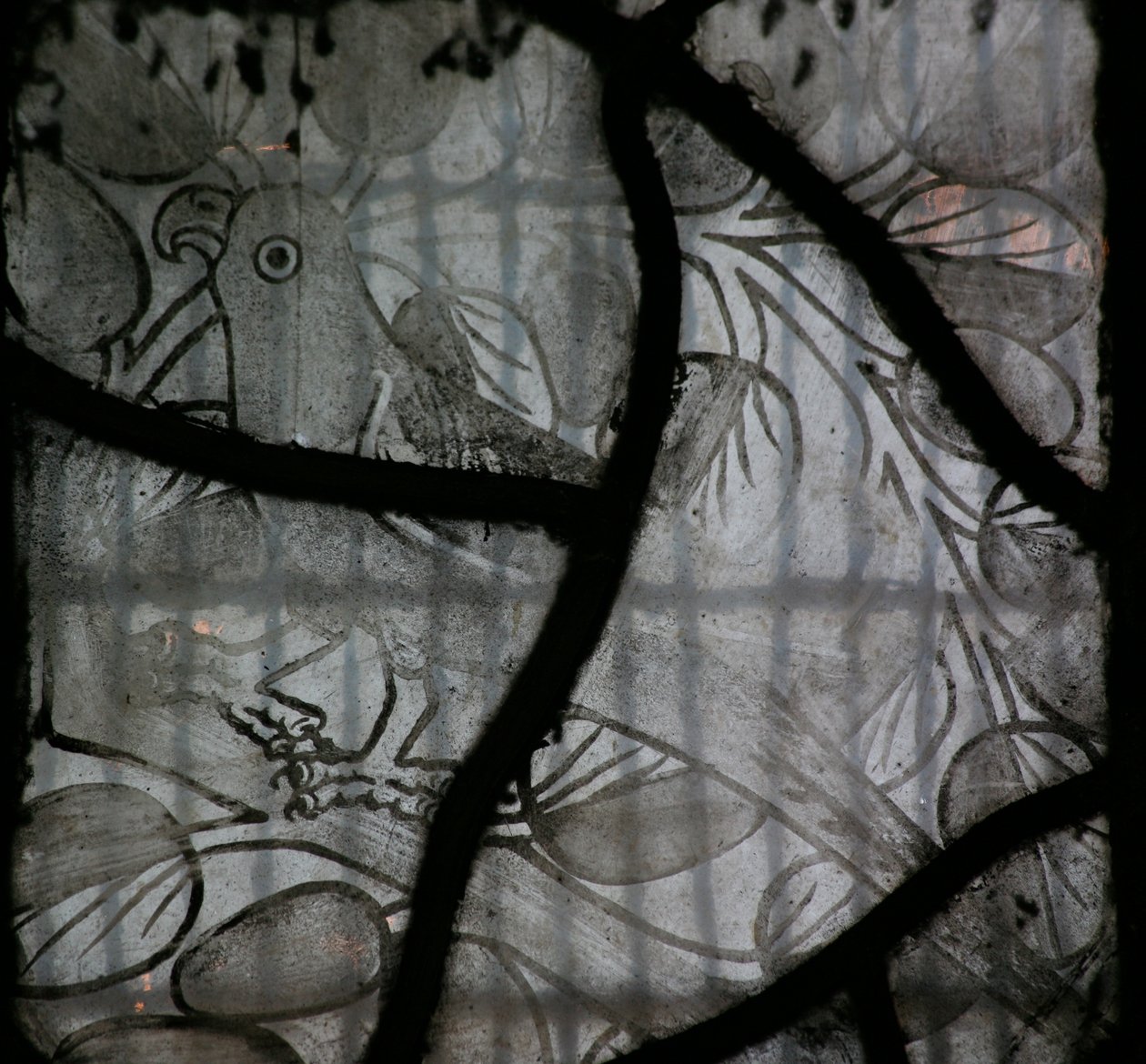 Fenster NW, Darstellung eines Vogels von English School