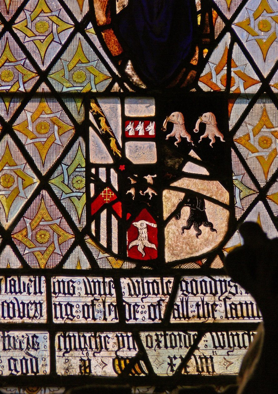 Fenster S4 mit den Wappen von Curson und Saunders von English School
