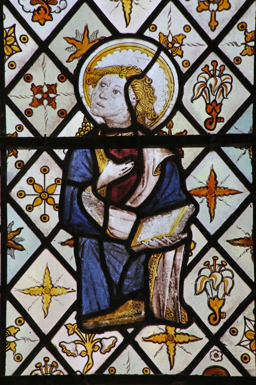 Fenster St. Nectan Kapelle Ew, den heiligen Johannes aus einer Kreuzigungsszene darstellend von English School