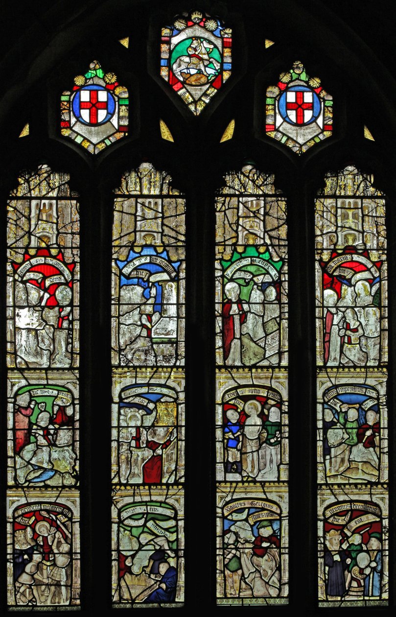Fenster Nr. 6 zeigt das St. Georg Fenster von English School