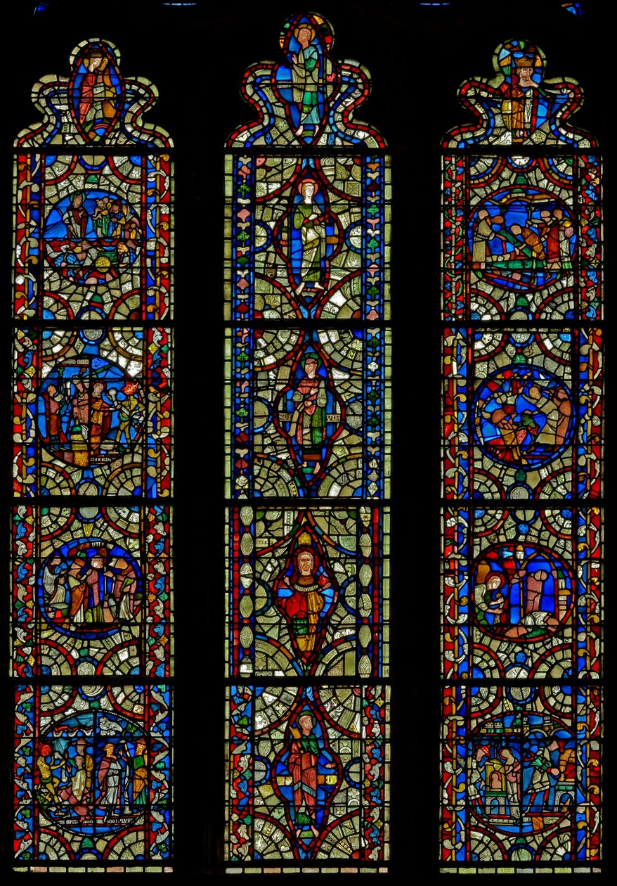 Fenster n.II, nordöstliches Fenster mit neu eingesetzten Tafeln von English School