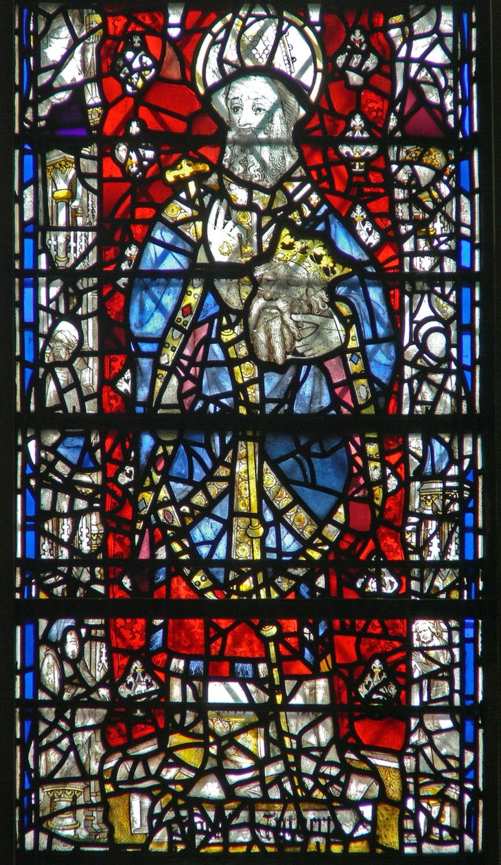 Fenster w15 mit einer Szene aus dem Leben des St. Cuthbert von English School