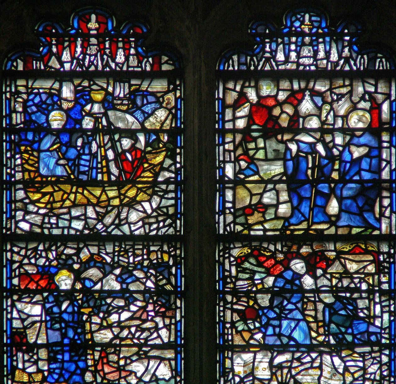 Fenster w15 mit einer Szene aus dem Leben des St. Cuthbert von English School