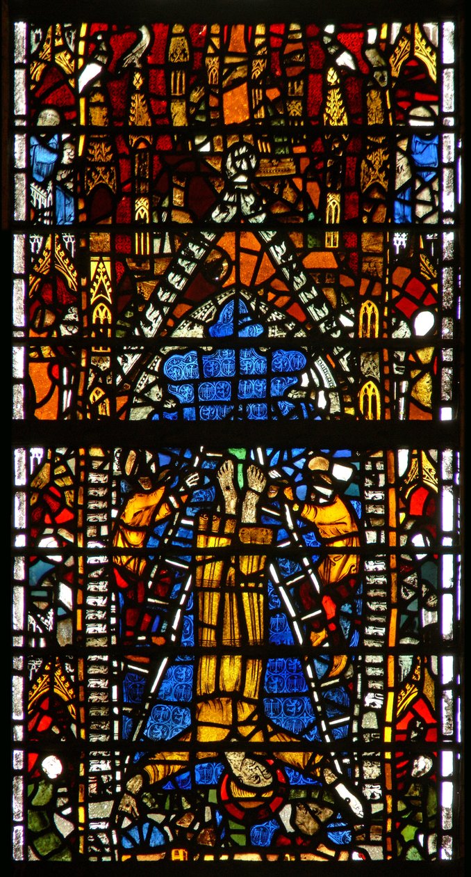 Fenster w38, Darstellung der Kreuzigung von St. Peter von English School