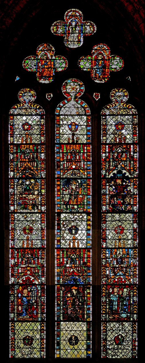 Fenster w39, Darstellung der Märtyrertode von St. Laurentius, St. Denys und St. Eleutherius von English School