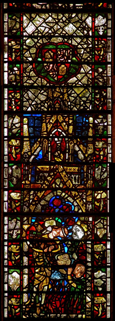 Fenster w42 mit einer Szene aus dem Leben der hl. Katharina: die Philosophen werden hingerichtet von English School