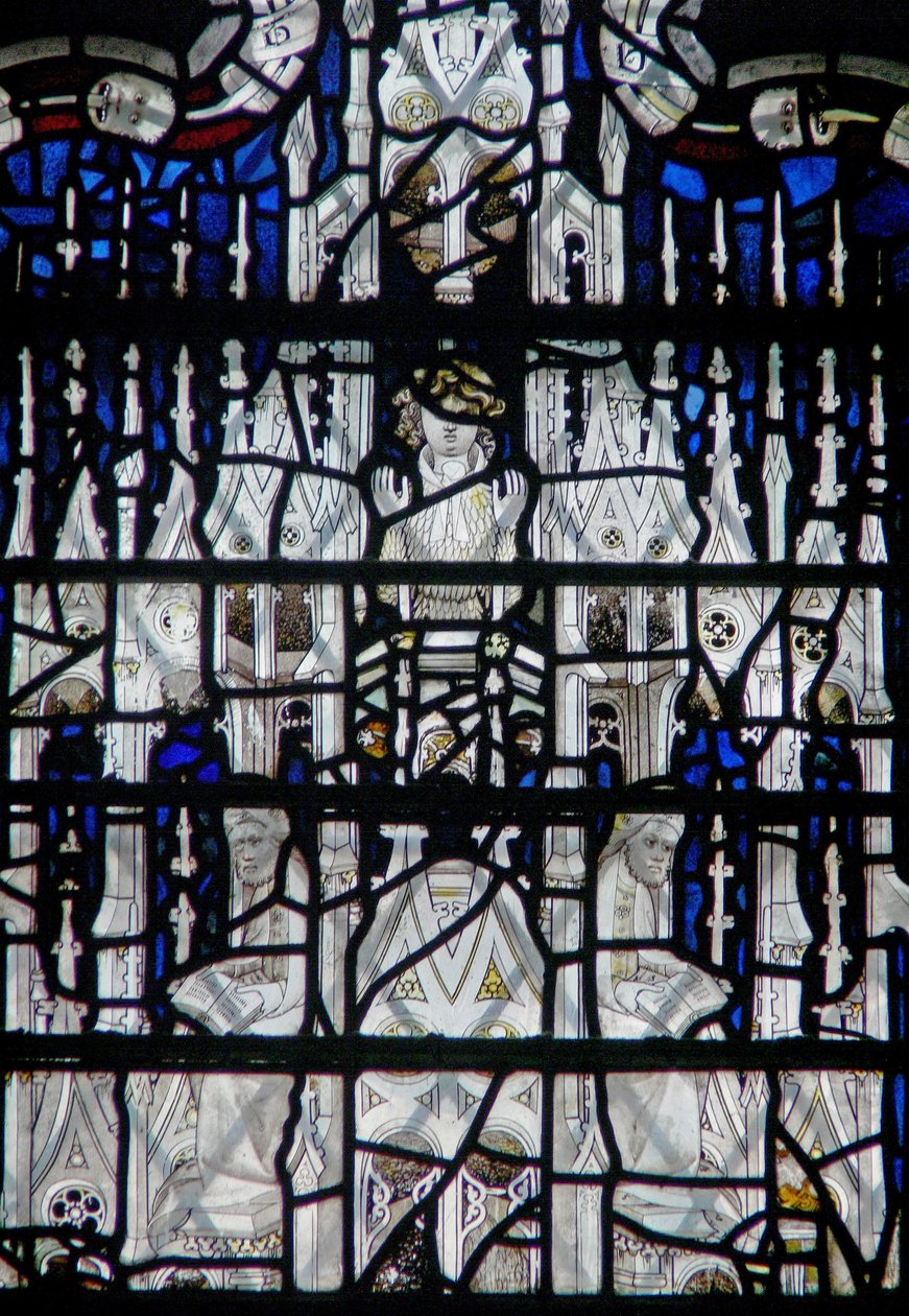Fenster w6, Baldachin mit Figuren darstellend von English School