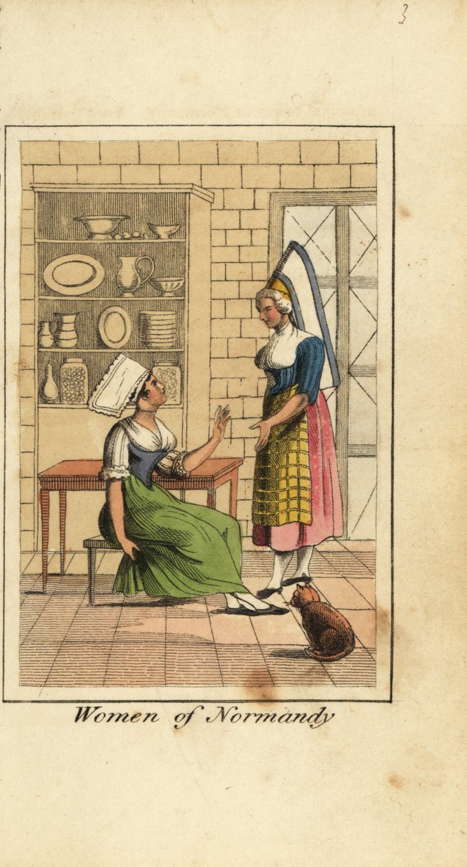 Frauen der Normandie, Frankreich, in einer Küche von English School