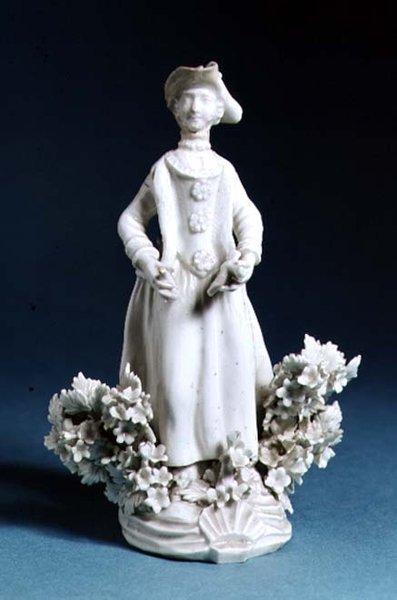 Worcester-Figur eines Jagdbegleiters, unbemalt, spätes 18. Jahrhundert von English School