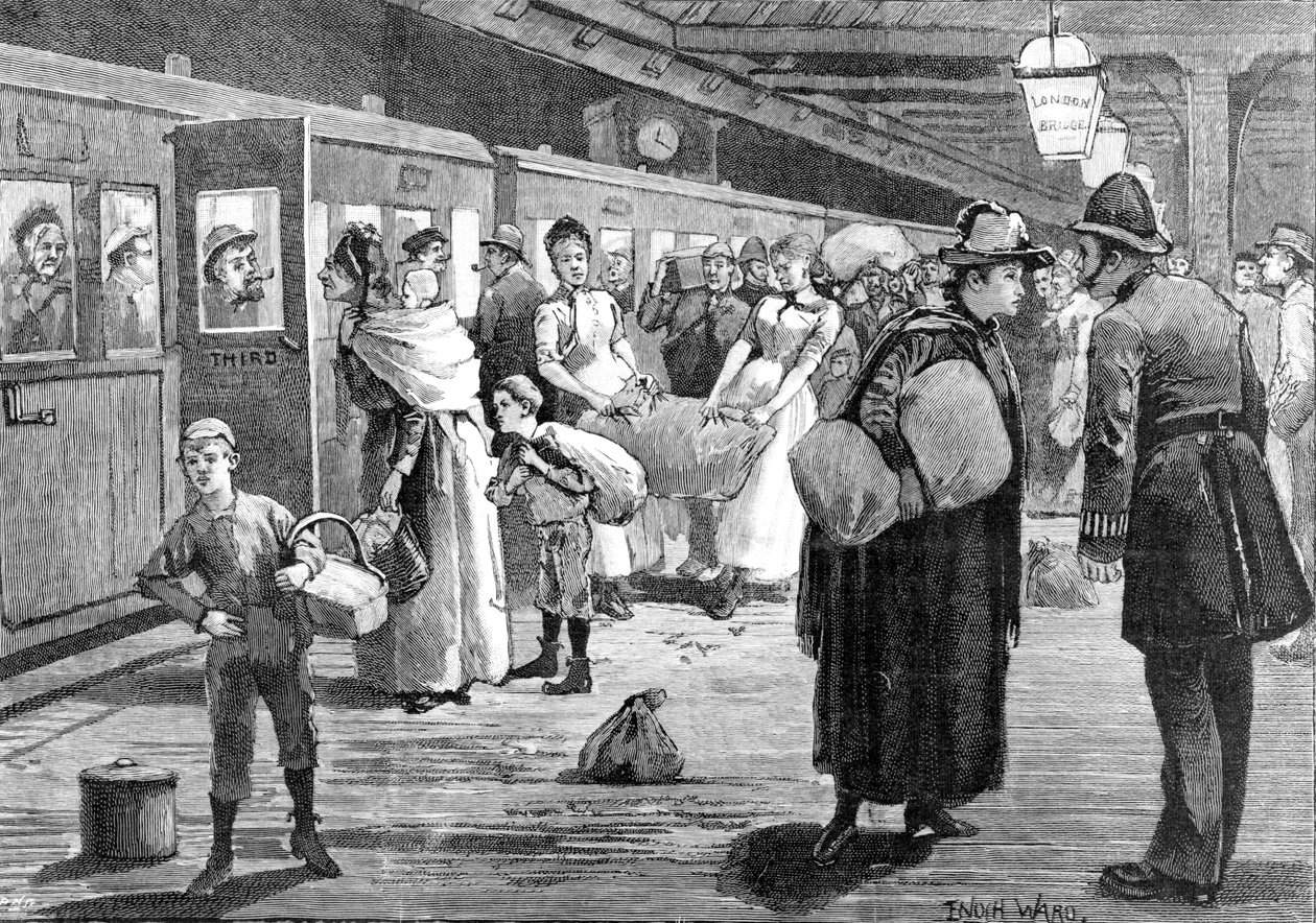 Hopfenpflücker starten vom Bahnhof London Bridge um Mitternacht, 1891 von Enoch Ward