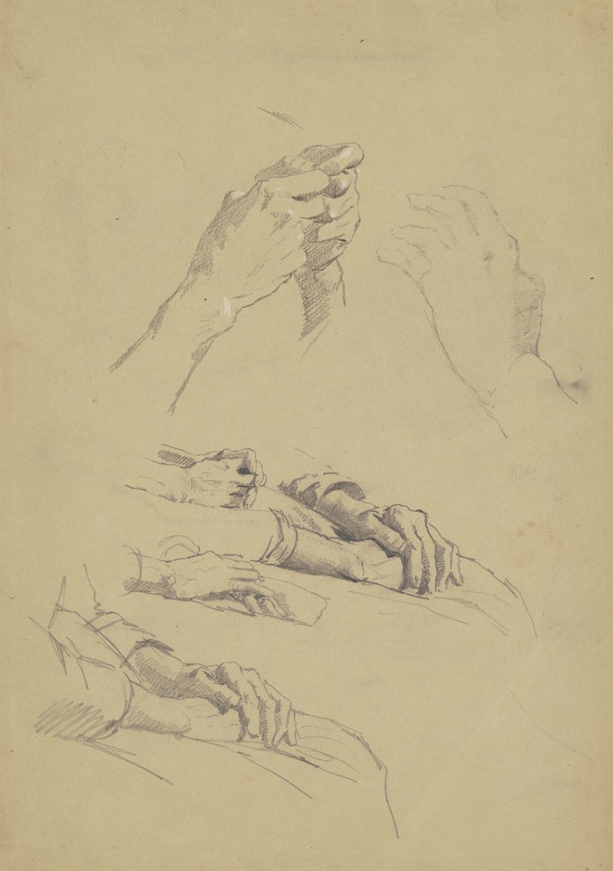 Sechs Studien von Händen, ca. 1870-90 von Enoch Wood Perry