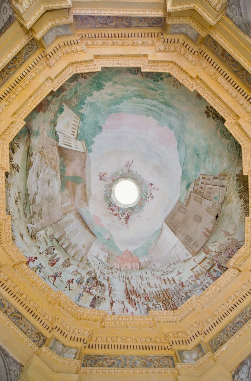 Gewölbe mit Vogelperspektive des Heiligtums von Enrico and Guidobono Bartolomeo Haffner