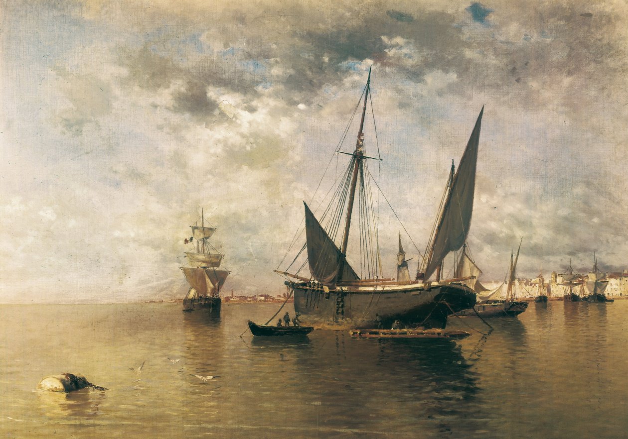 Der Hafen von Malaga, 1885 von Enrique Florido Bernils