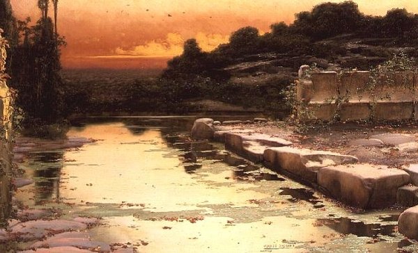 Überflutete Ruinen bei Sonnenuntergang von Enrique Serra
