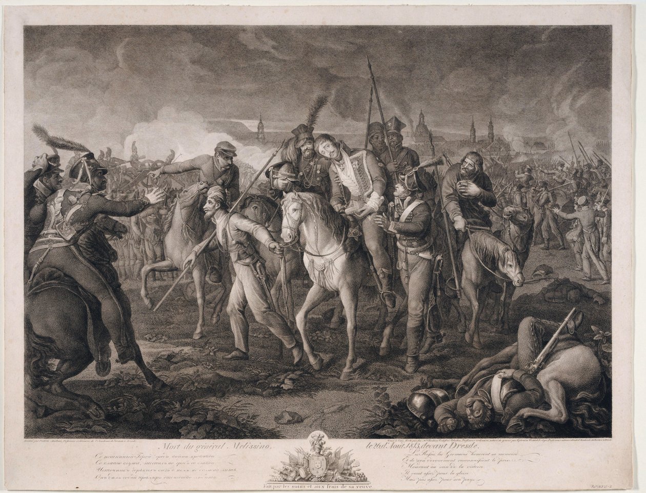 Tod von General Aleksey Melissino am 26. August 1813 von Ephraim Gottlieb Krüger