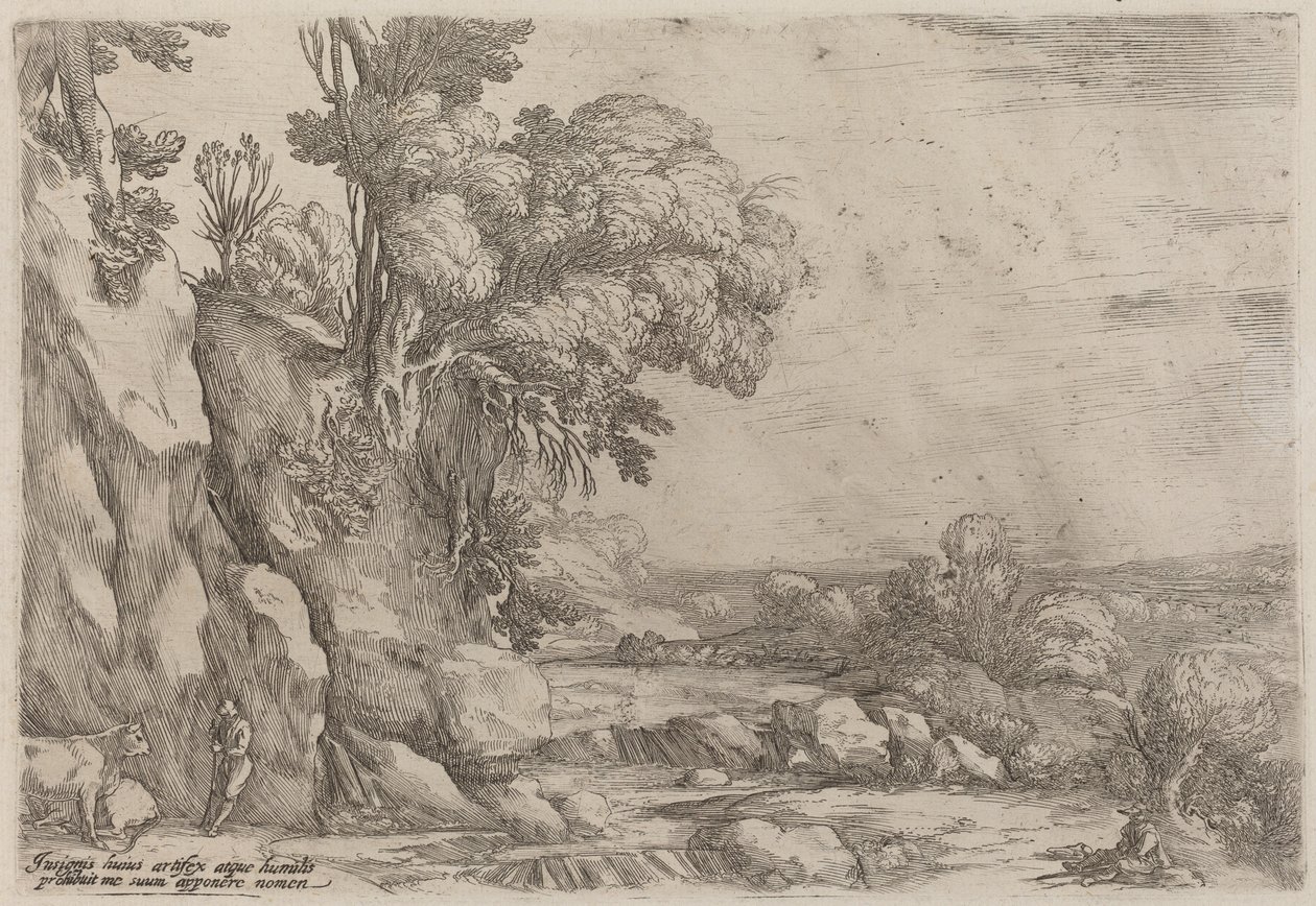 Landschaft mit ruhenden Hirten von Ercole Bazicaluva